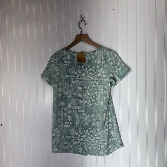 FSL+Apparel Green Bandana Print Cutout Top Women’s Small USA Made boho cottage - Picture 3 of 8